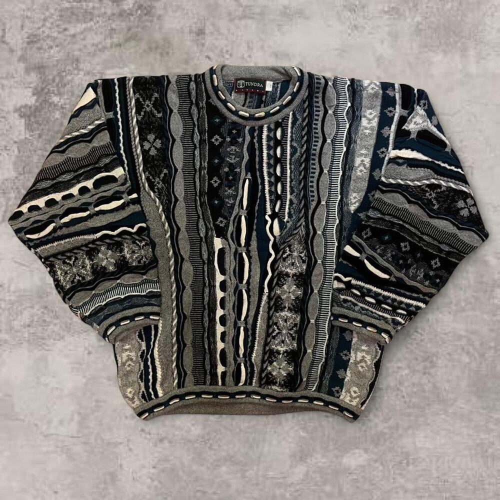 Coogi Original Blues Style Tundra Sweater Cashmere Wool Canada Knit Jumper L Tan